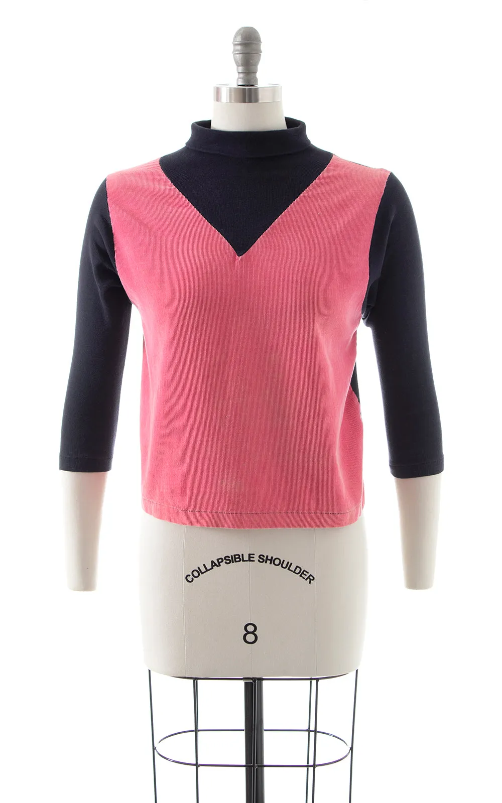 1950s Corduroy & Jersey Turtleneck Top | small/medium