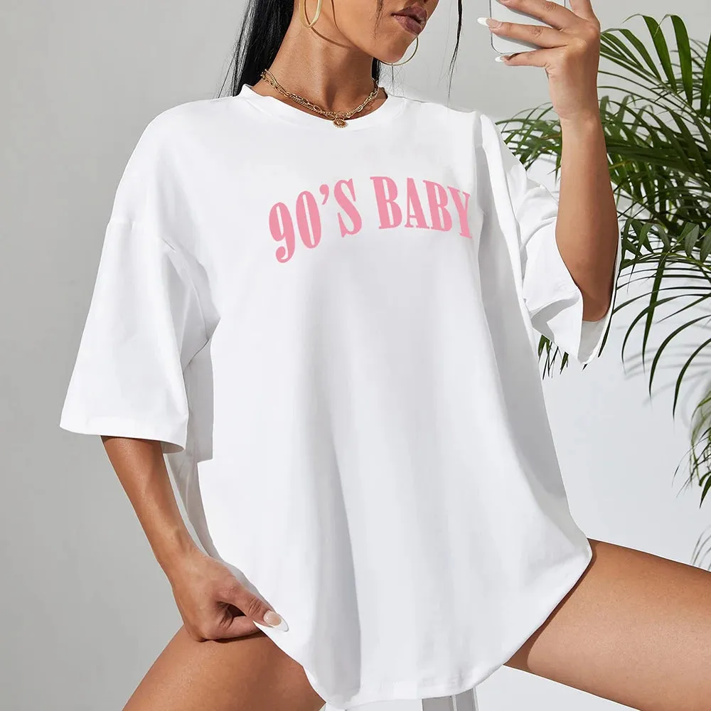 90's Baby Oversized Cotton T-Shirts for Women