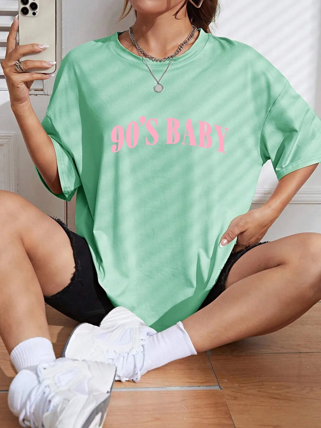 90's Baby Oversized Cotton T-Shirts for Women