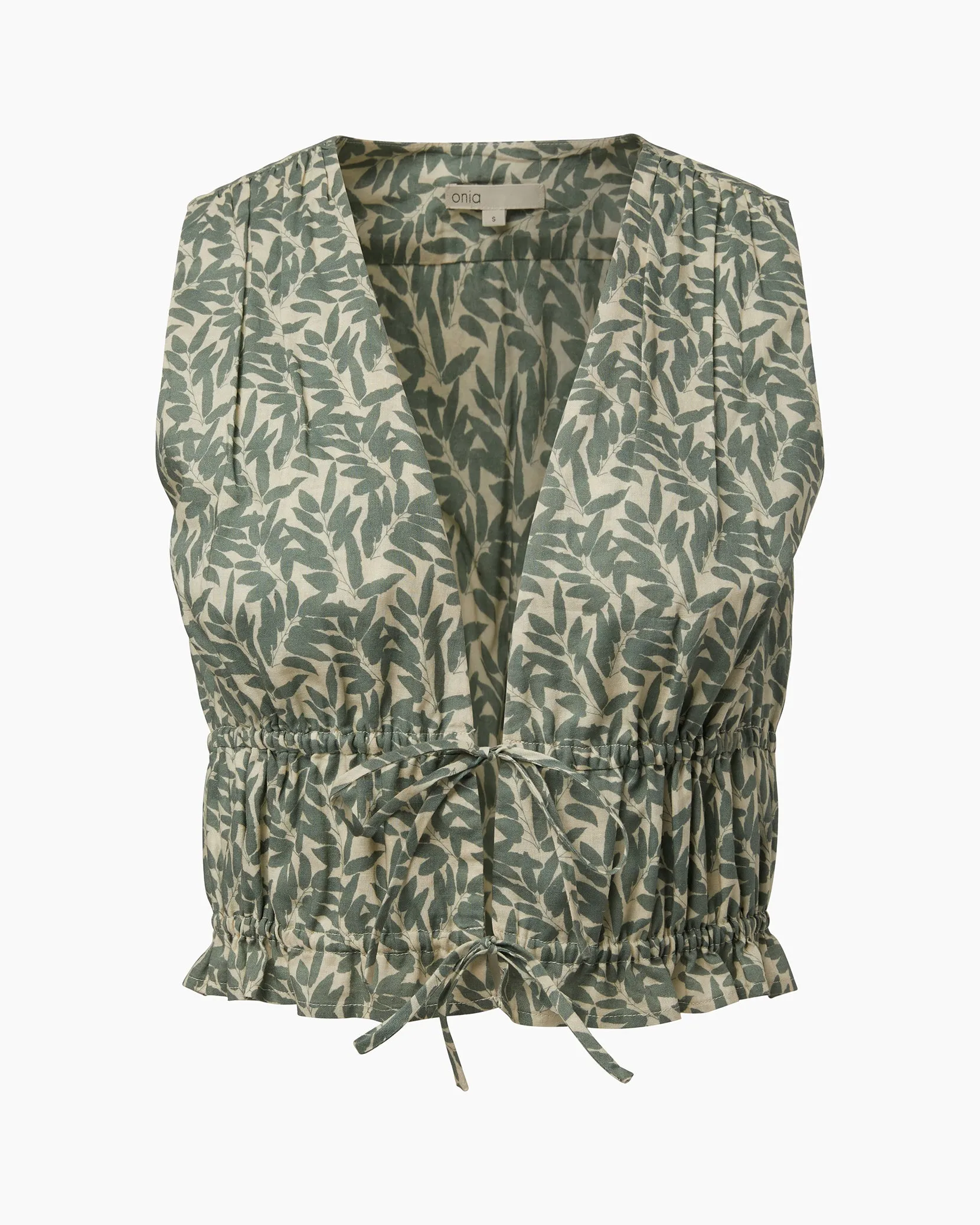 Air Linen Tie Front Top