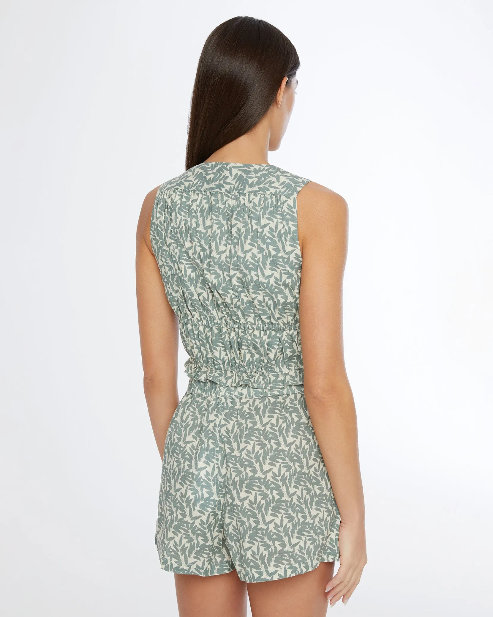 Air Linen Tie Front Top