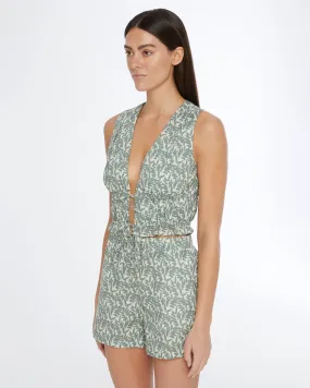 Air Linen Tie Front Top