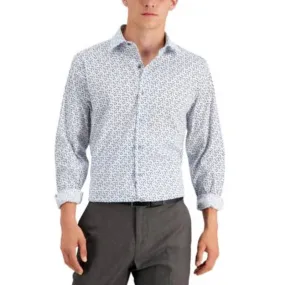 ALFANI Men's Slim Fit Geometric Perfo Button Up Dress Shirt, NWT!