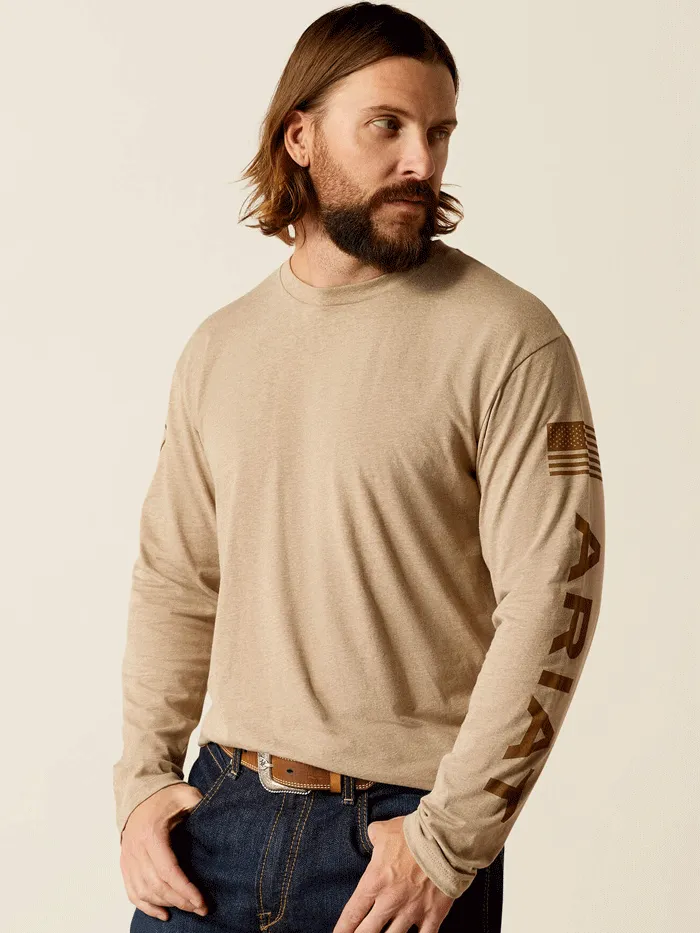 Ariat 10054191 Mens Elevated V2 T-Shirt Oatmeal Heather