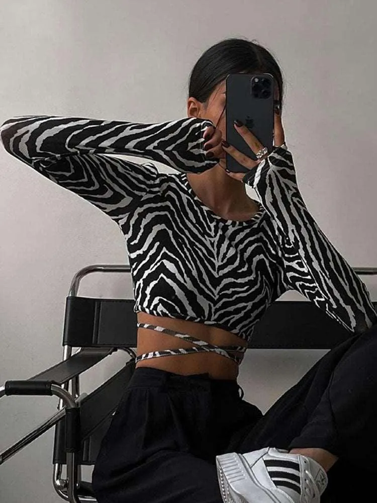Backless Lace-Up Pullover T-Shirt for Women
