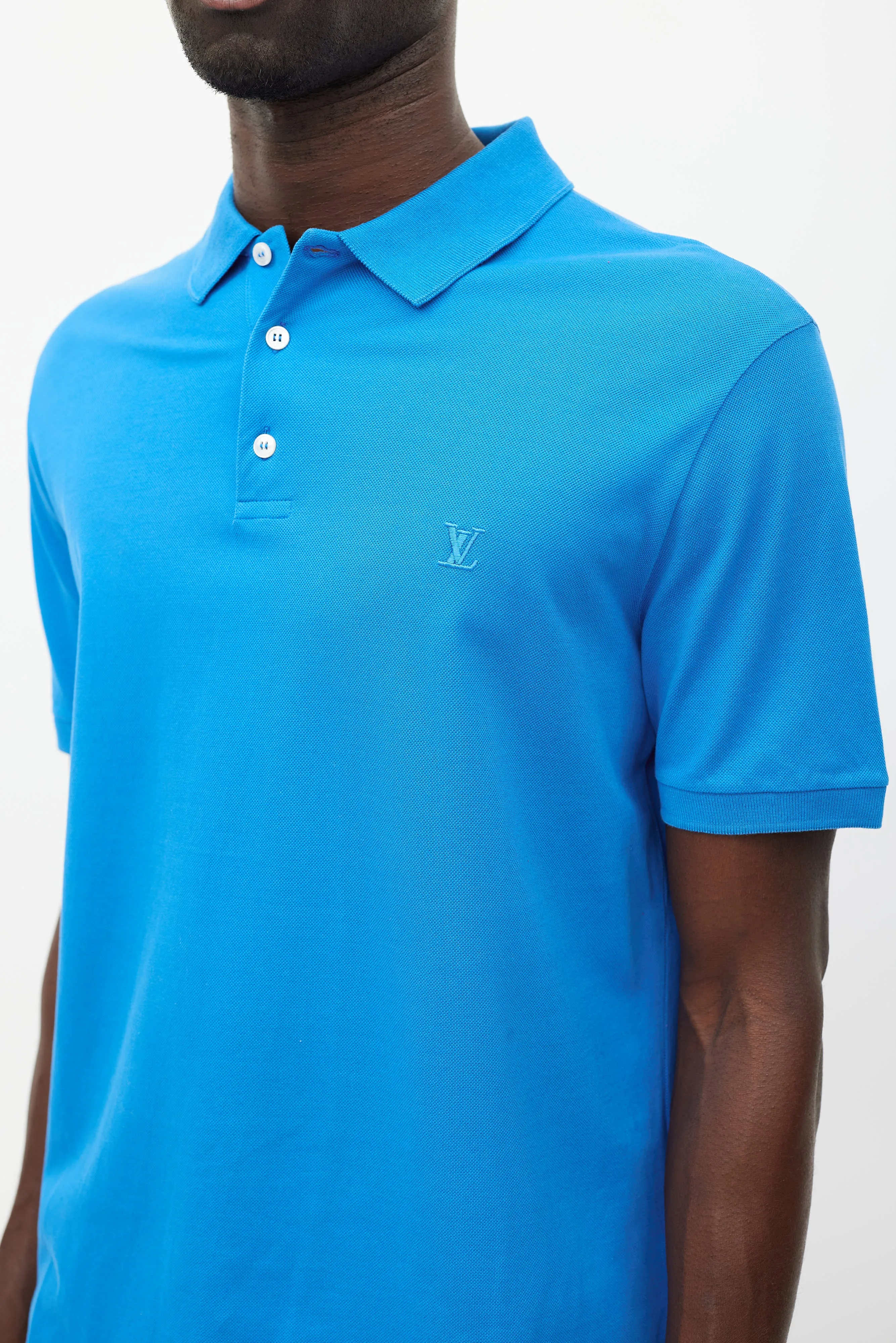 Blue Embroidered Logo Polo