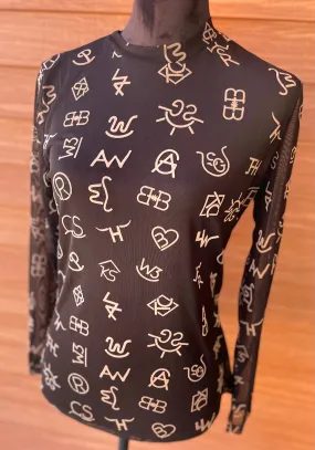 Brand mesh long sleeve
