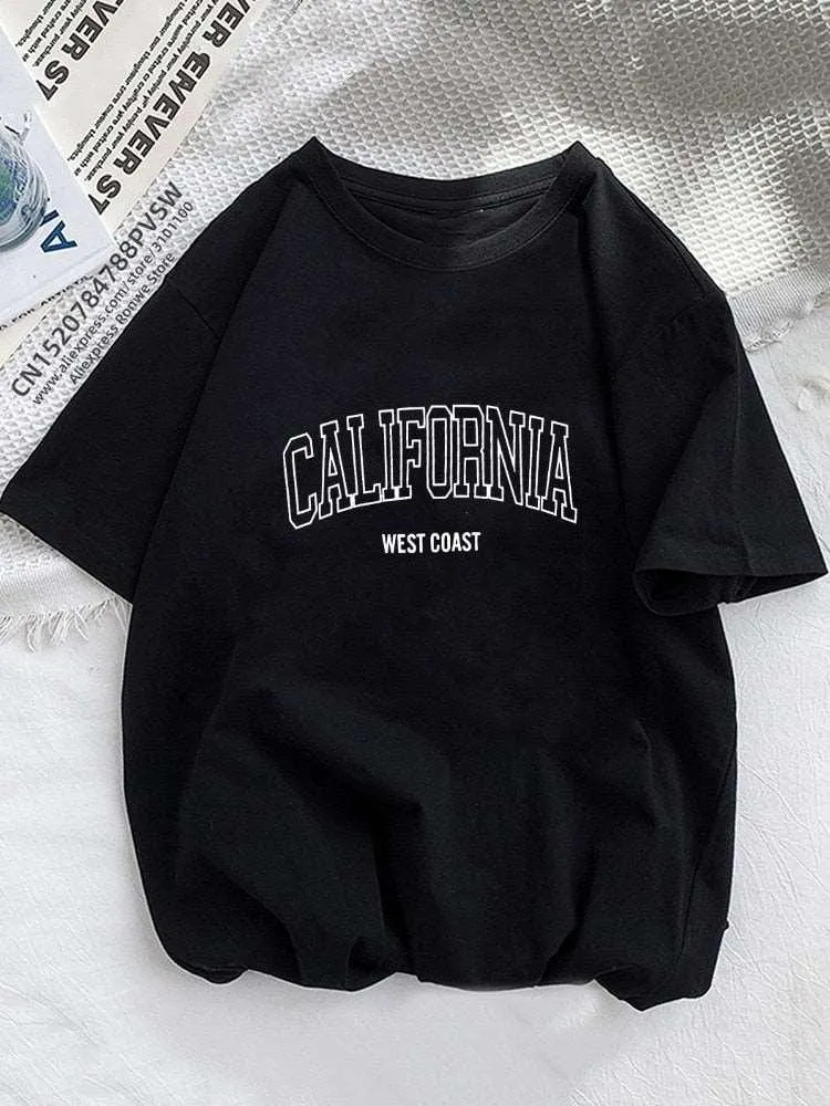 California West Coast Graphic Printed T-Shirt for Women