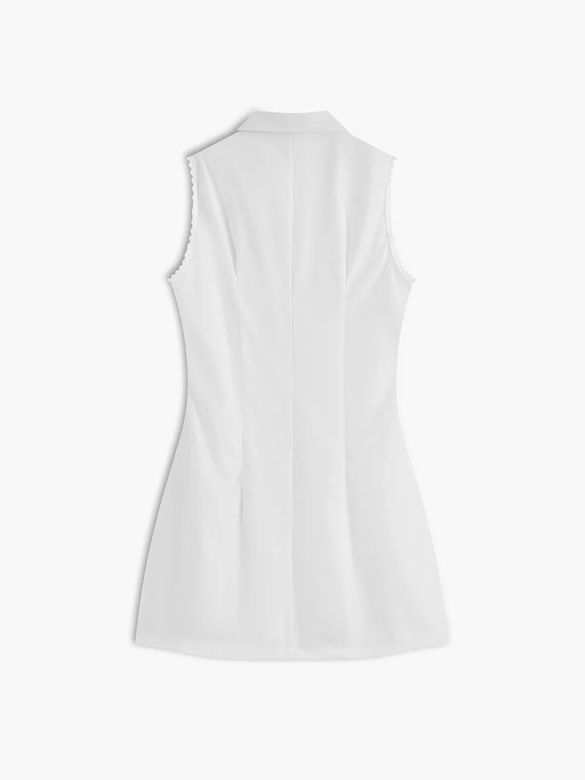 Casual Tie Front Embroidery Short Dress
