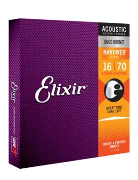 Elixir E11308 Nano 80/20 Acoustic 16-70 Baritone 8 St