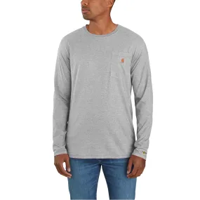 Force Relaxed Fit Midweight Long-Sleeve Pocket T-Shirt - HGY-Heather Grey | Carhartt 106656