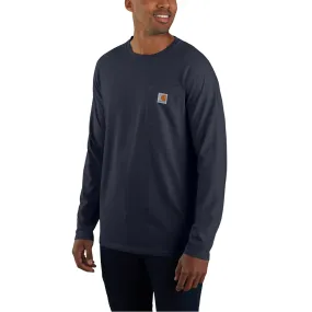 Force Relaxed Fit Midweight Long-Sleeve Pocket T-Shirt - I26-Navy | Carhartt 106656