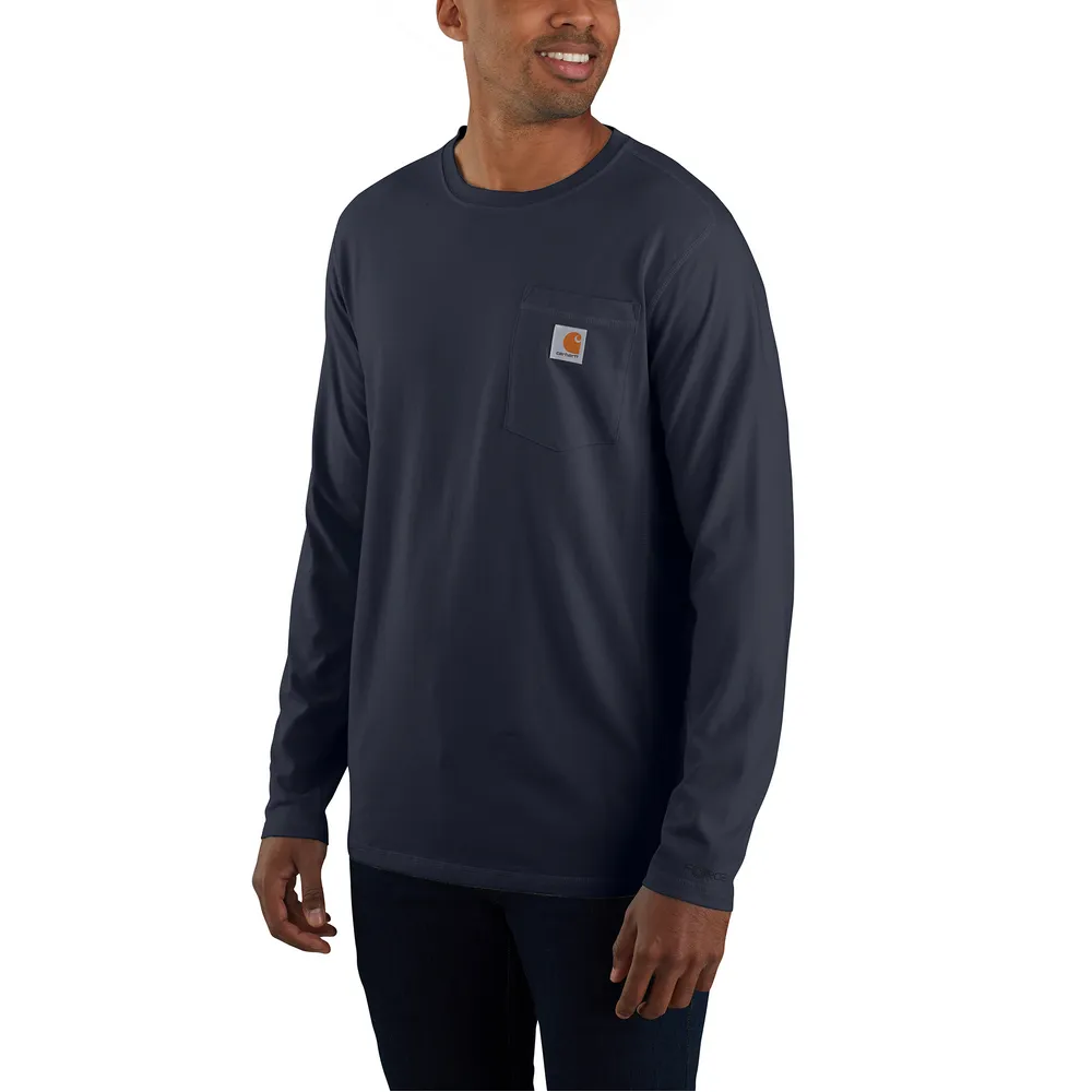 Force Relaxed Fit Midweight Long-Sleeve Pocket T-Shirt - I26-Navy | Carhartt 106656