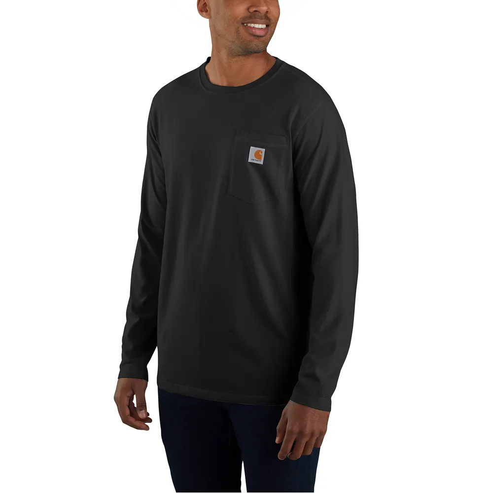 Force Relaxed Fit Midweight Long-Sleeve Pocket T-Shirt - N04-Black | Carhartt 106656