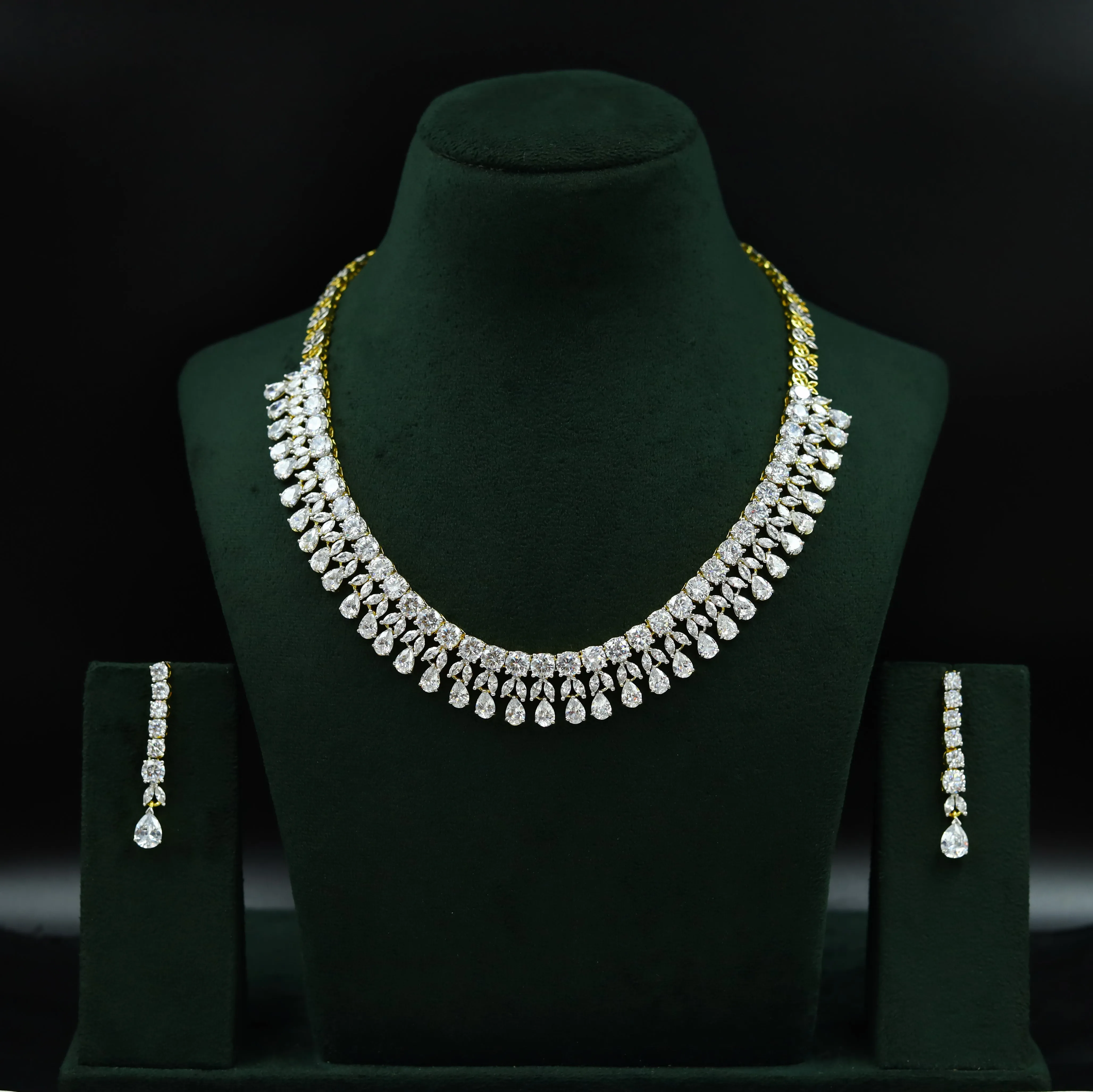 Gold Zircon/AD Necklace Set 9215-3848
