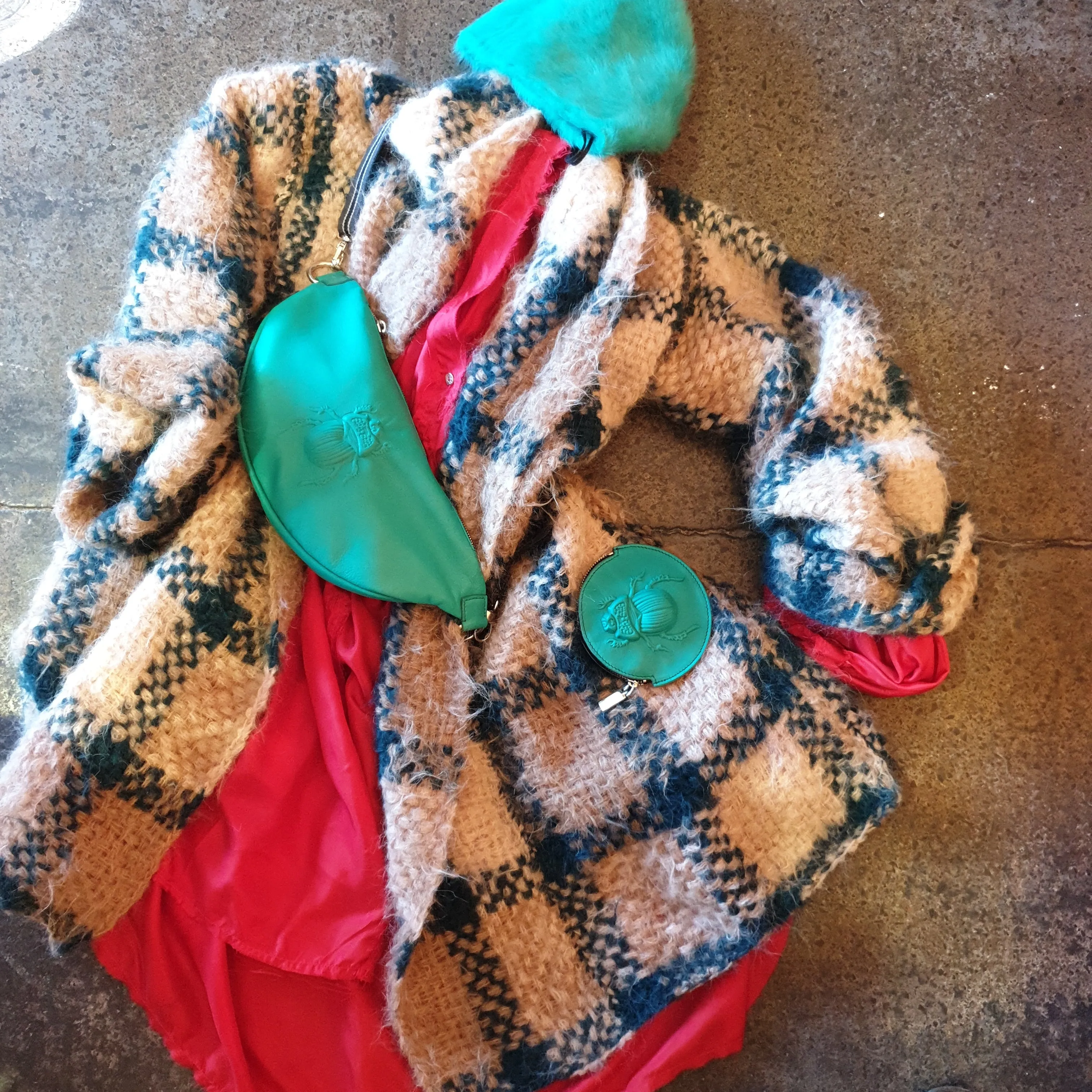 Hand loom alpaca swing coatigan - Tartan