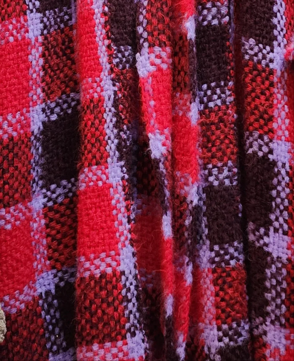 Hand loom alpaca swing coatigan - Tartan