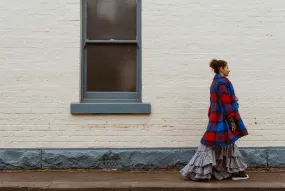 Hand loom alpaca swing coatigan - Tartan