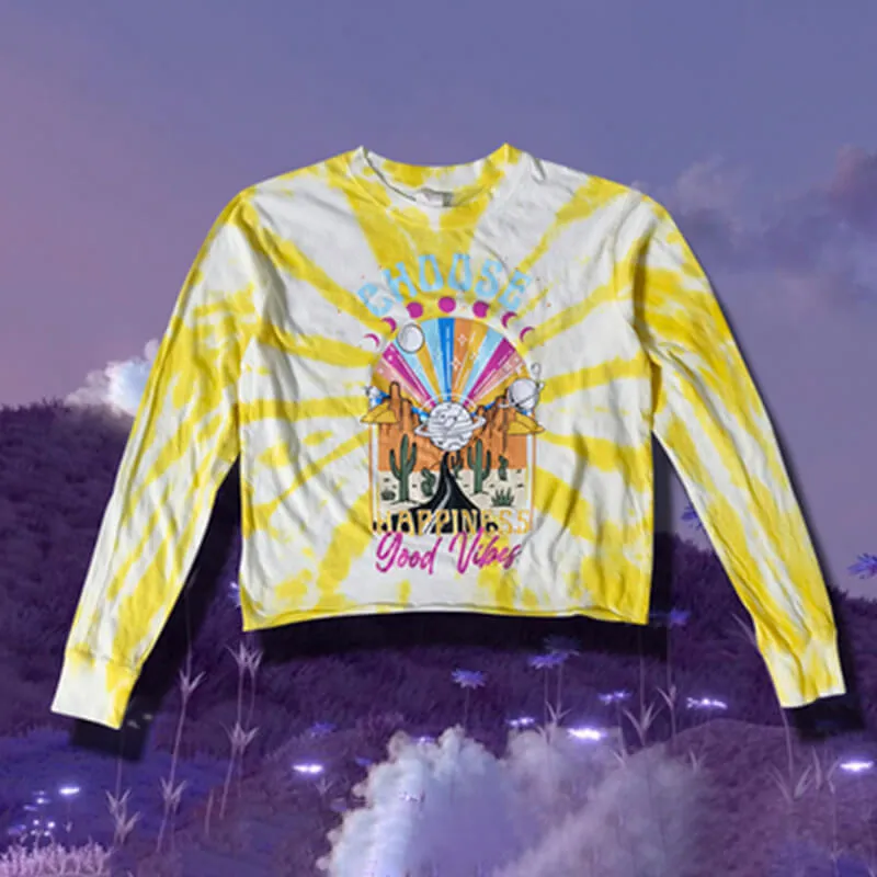 Hippie Aesthetic Long Sleeve Shirt Good Vibes