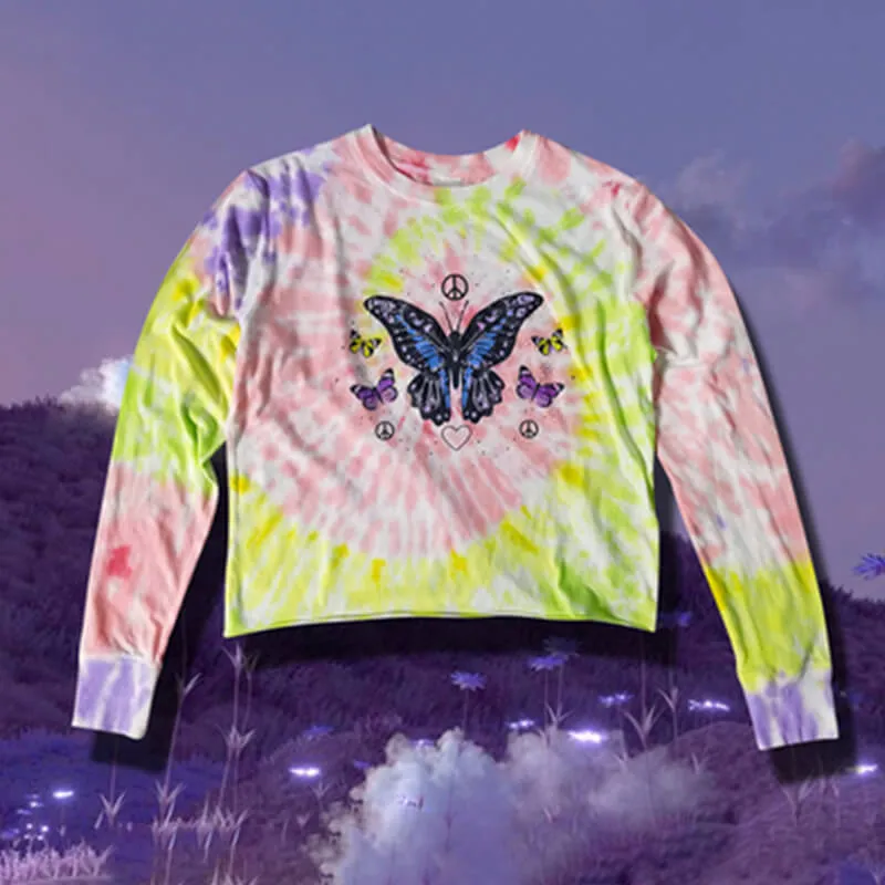 Hippie Aesthetic Long Sleeve Shirt Good Vibes