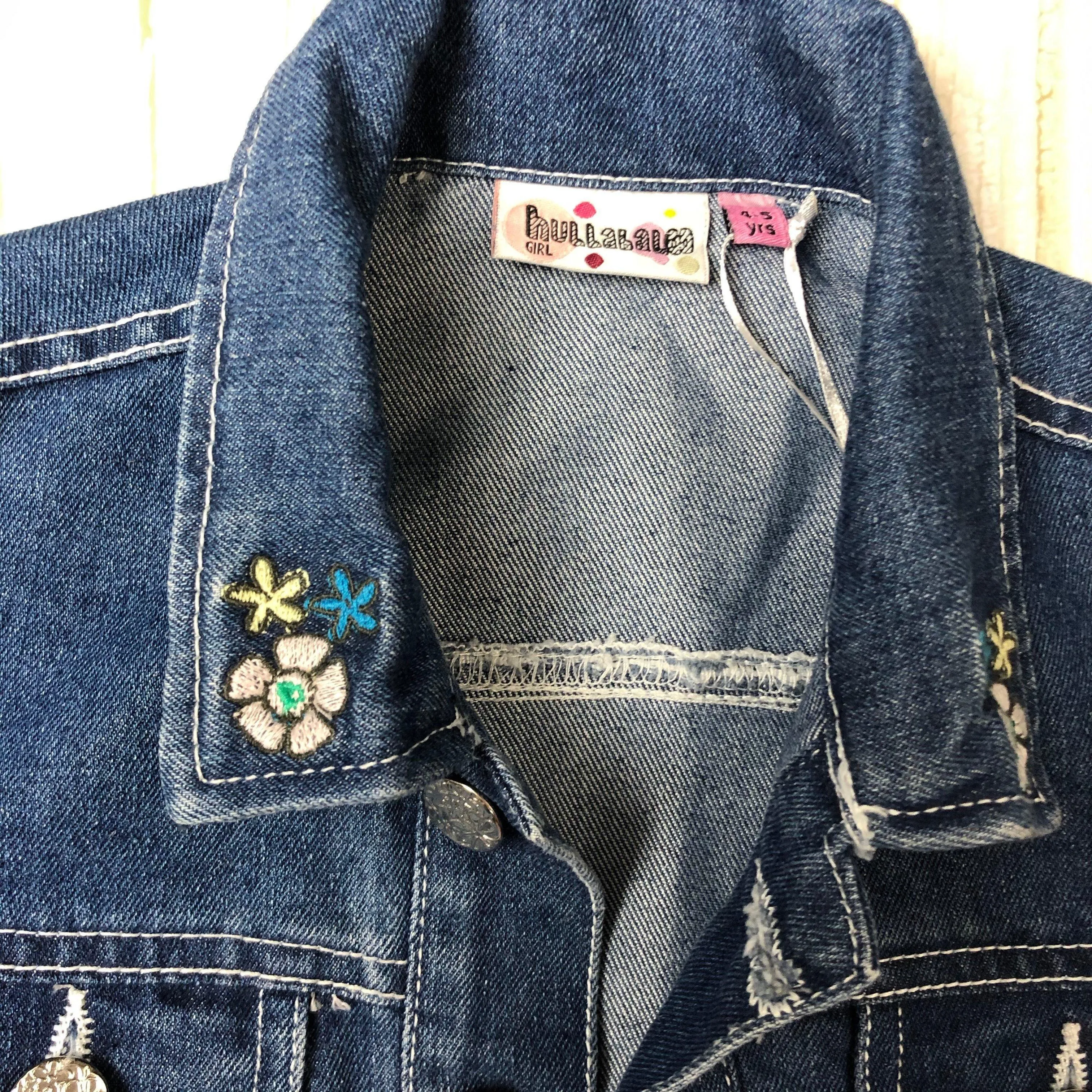 Hullabaloo Embroidered Girls Denim Jacket - Size 4/5
