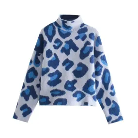 JACQUARD ANIMAL PRINT KNIT SWEATER