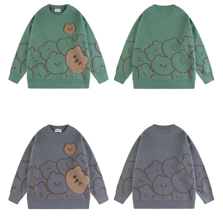 Japanese Retro Lazy Wind Bear Pullover Sweater