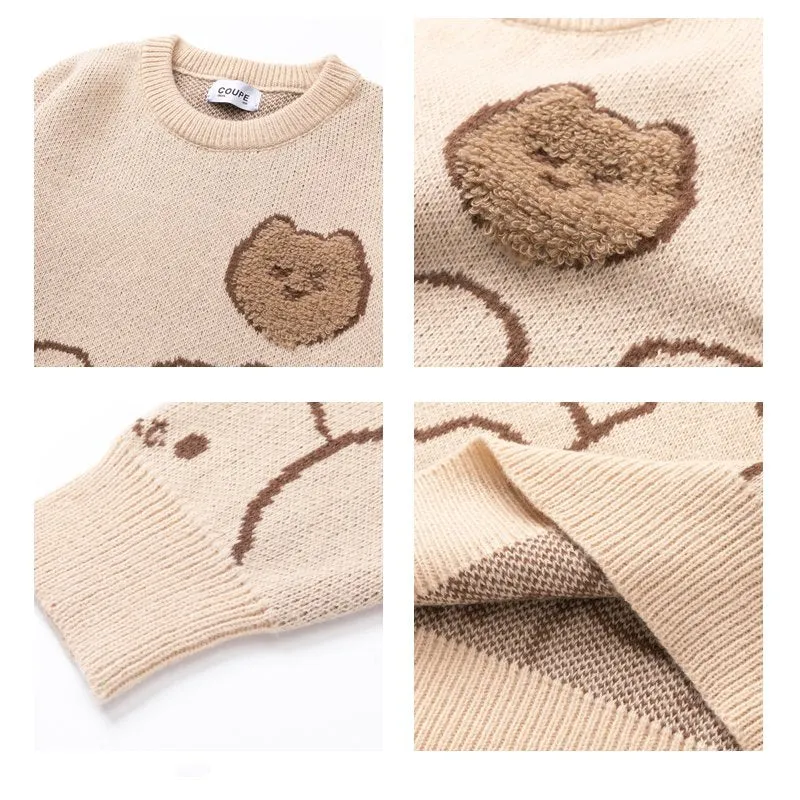Japanese Retro Lazy Wind Bear Pullover Sweater