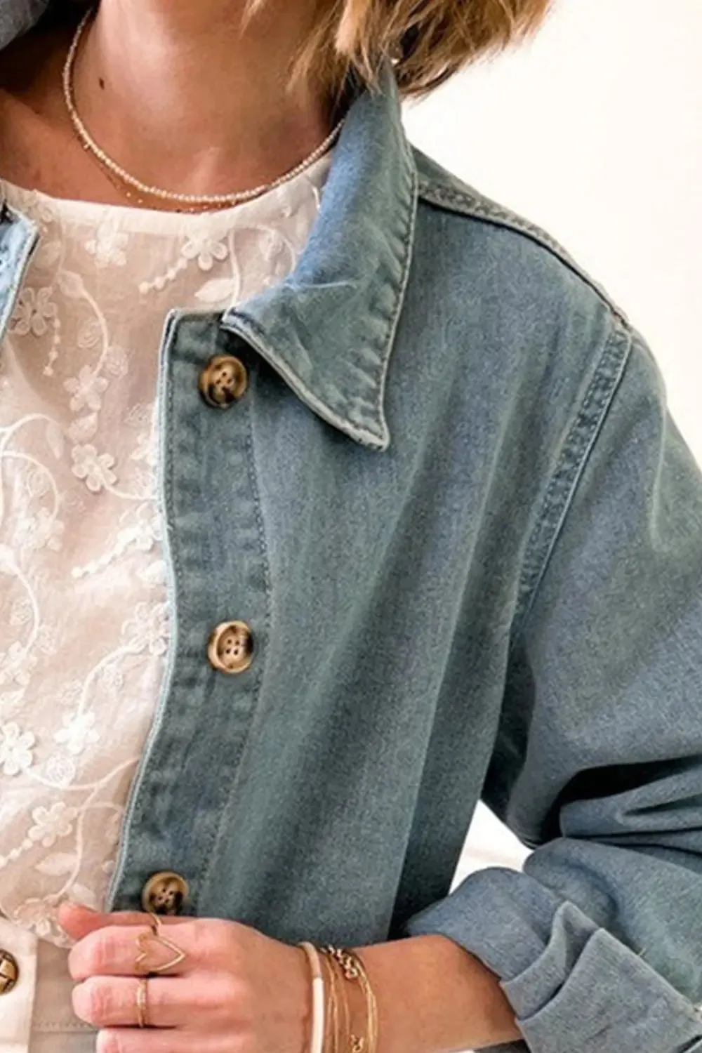 Pocketed Button Up - Long Sleeve Denim Jacket