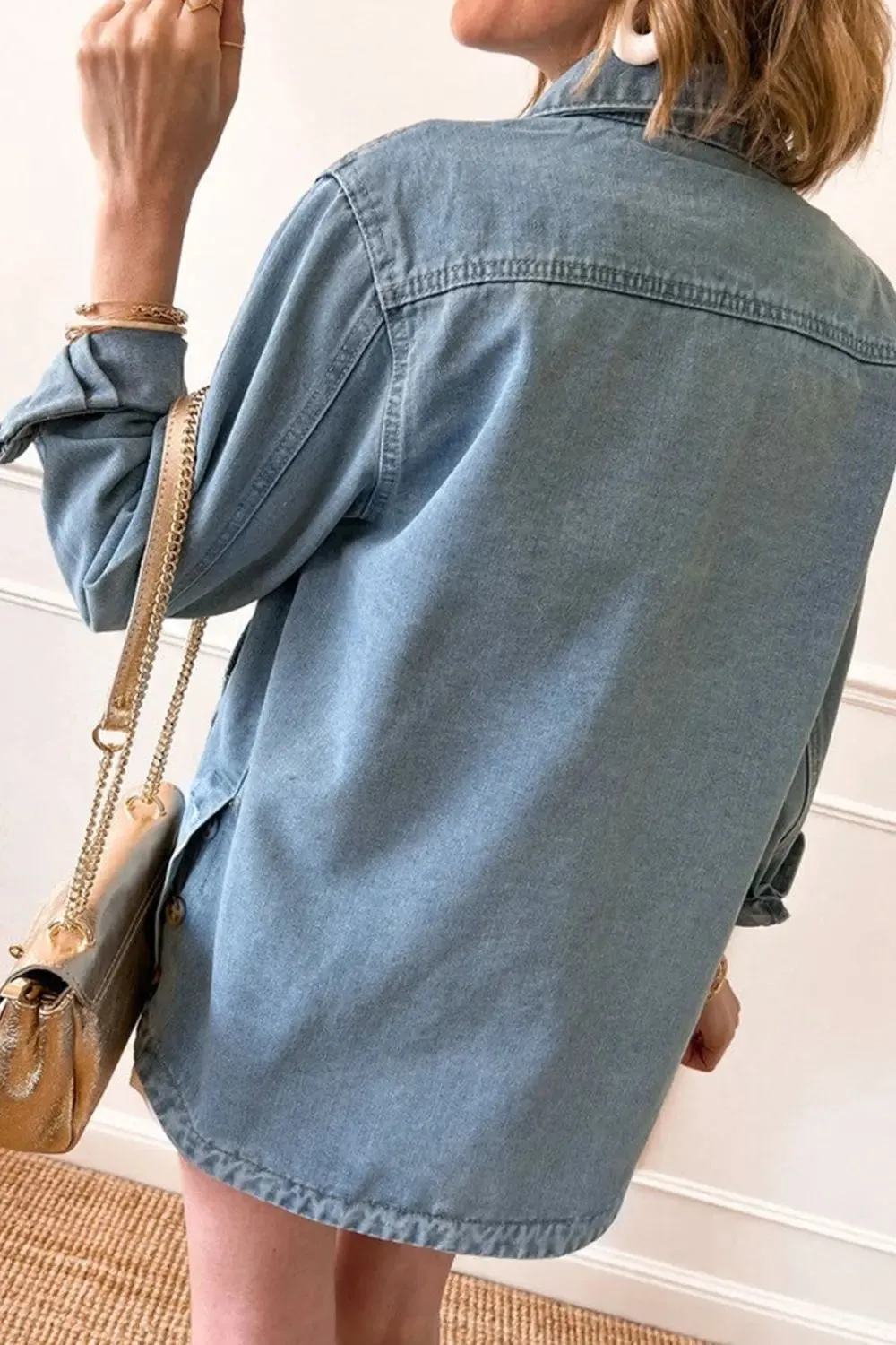 Pocketed Button Up - Long Sleeve Denim Jacket