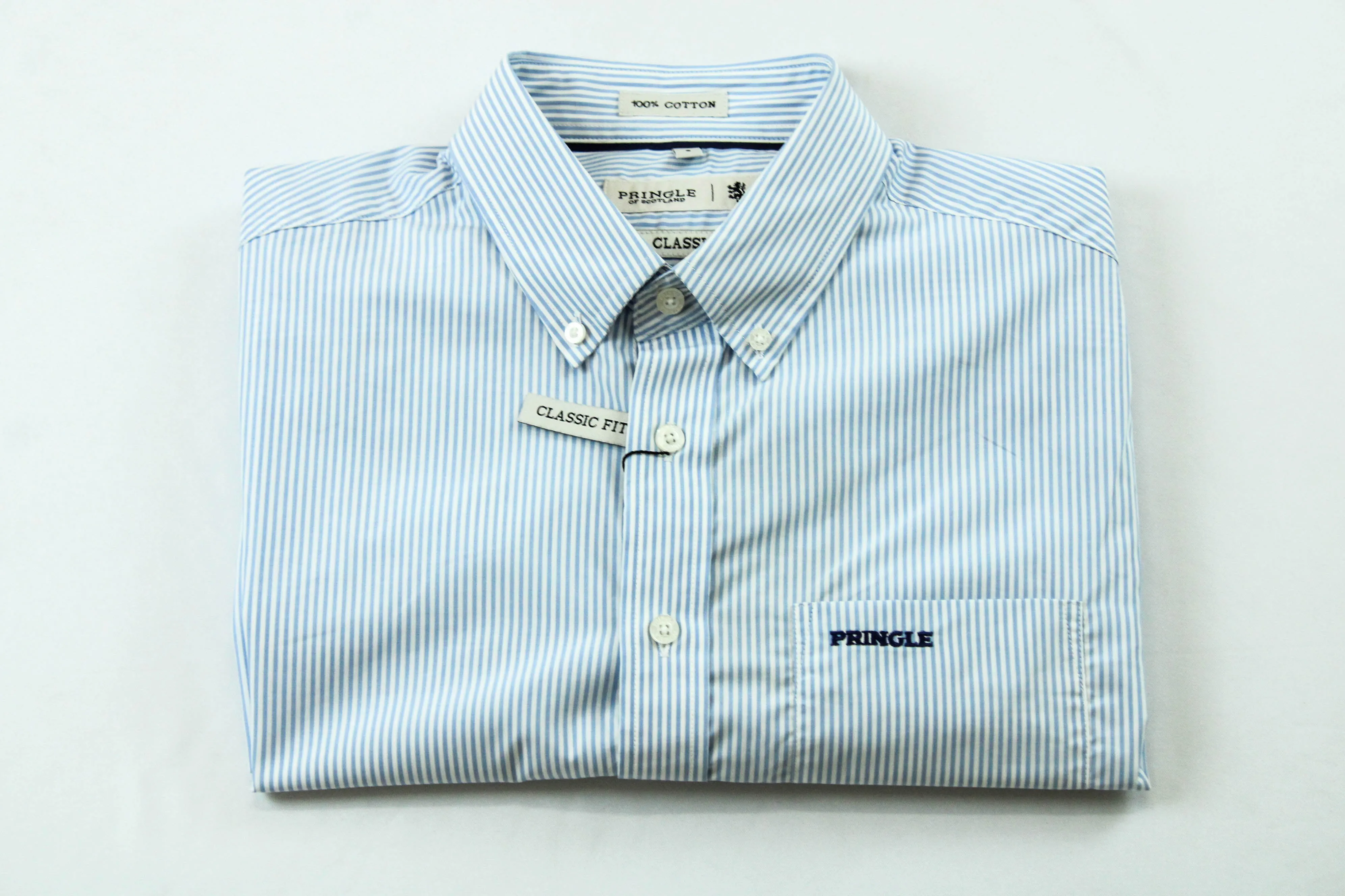 Pringle PinStripe Blue Classic LS Shirt