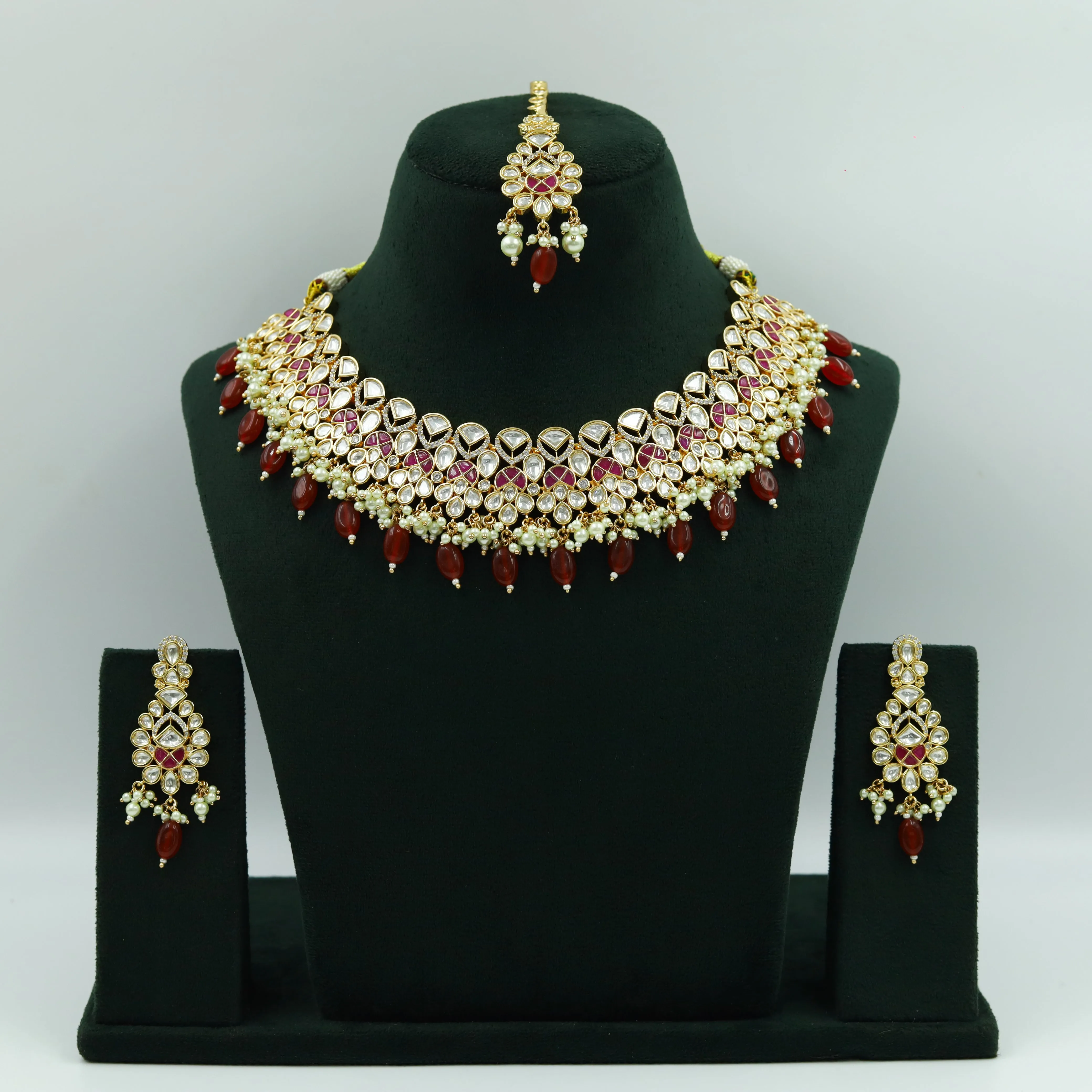 Round Neck Kundan Necklace Set 12177-28