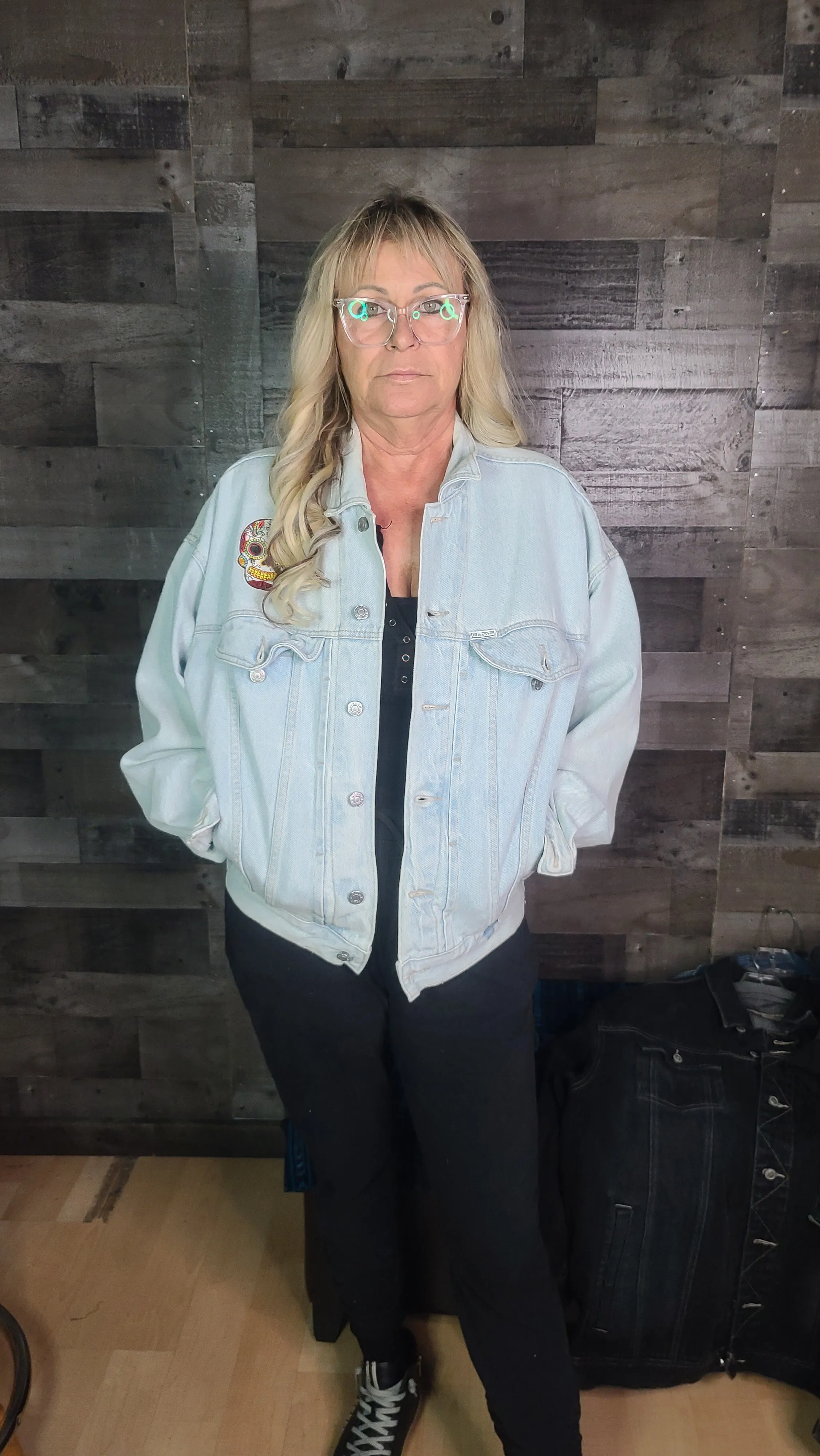 VINTAGE 80'S UPCYCLED DENIM PATCH JACKET