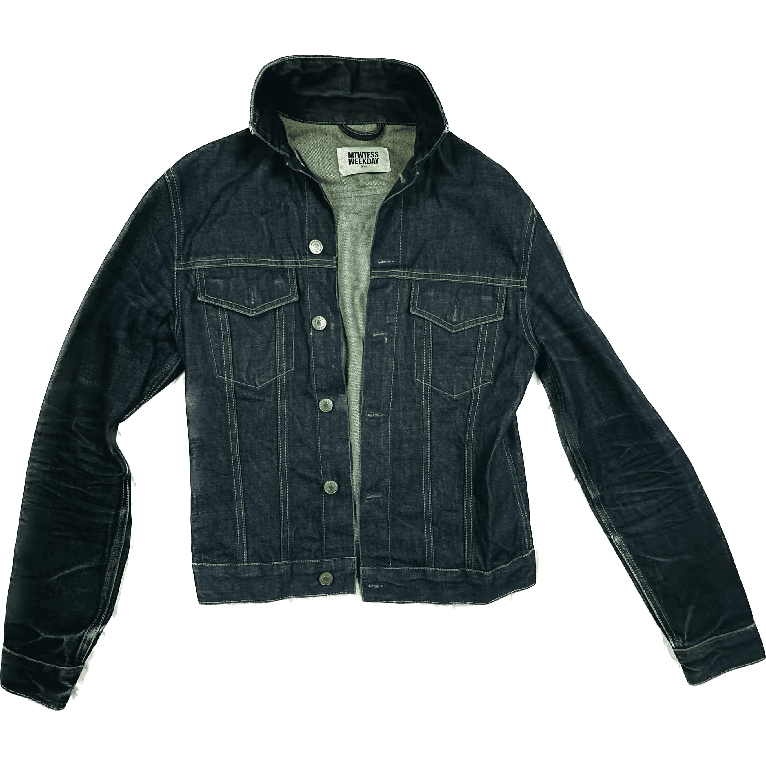 Weekday Dark Wash Classic Denim Jean Jacket - Size S