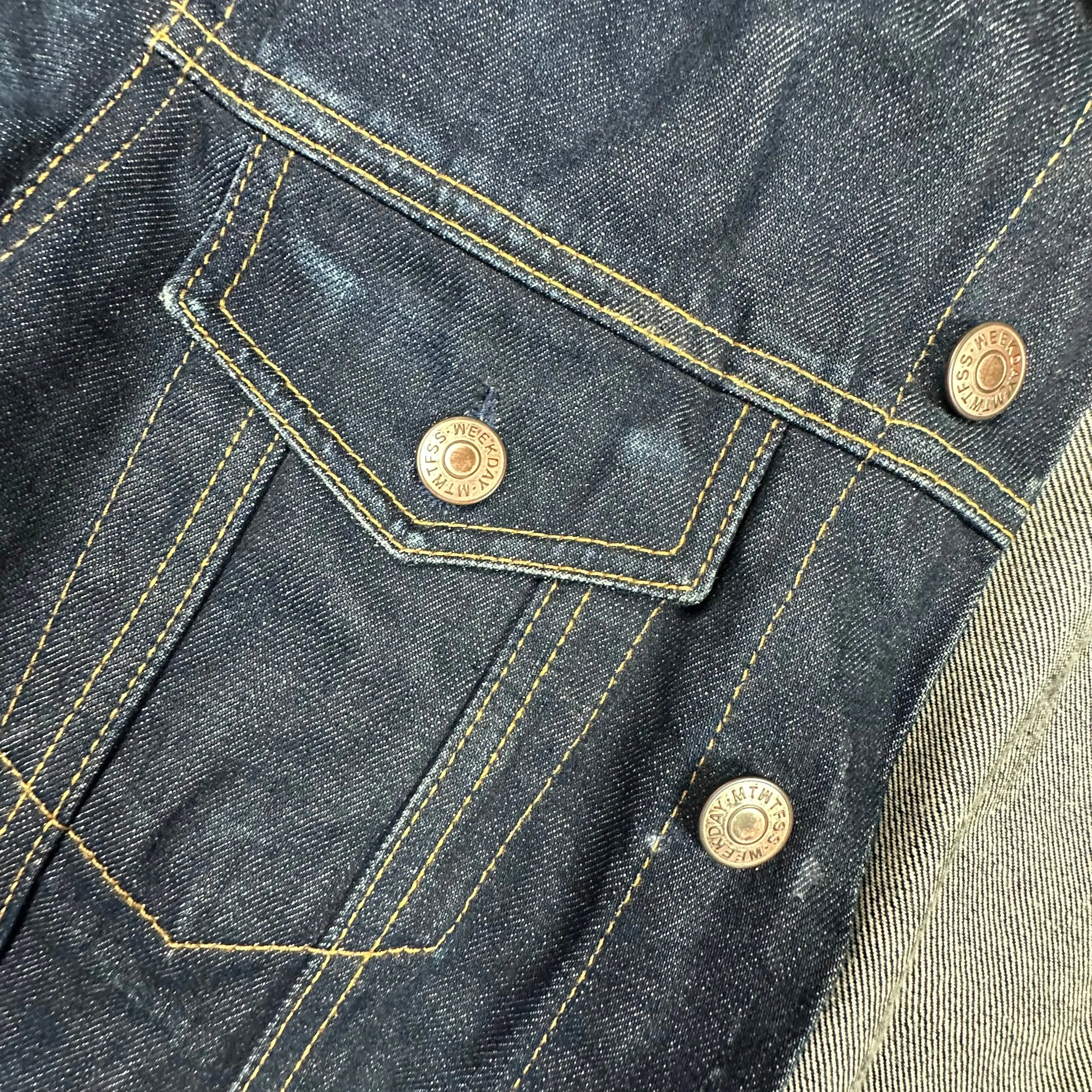 Weekday Dark Wash Classic Denim Jean Jacket - Size S