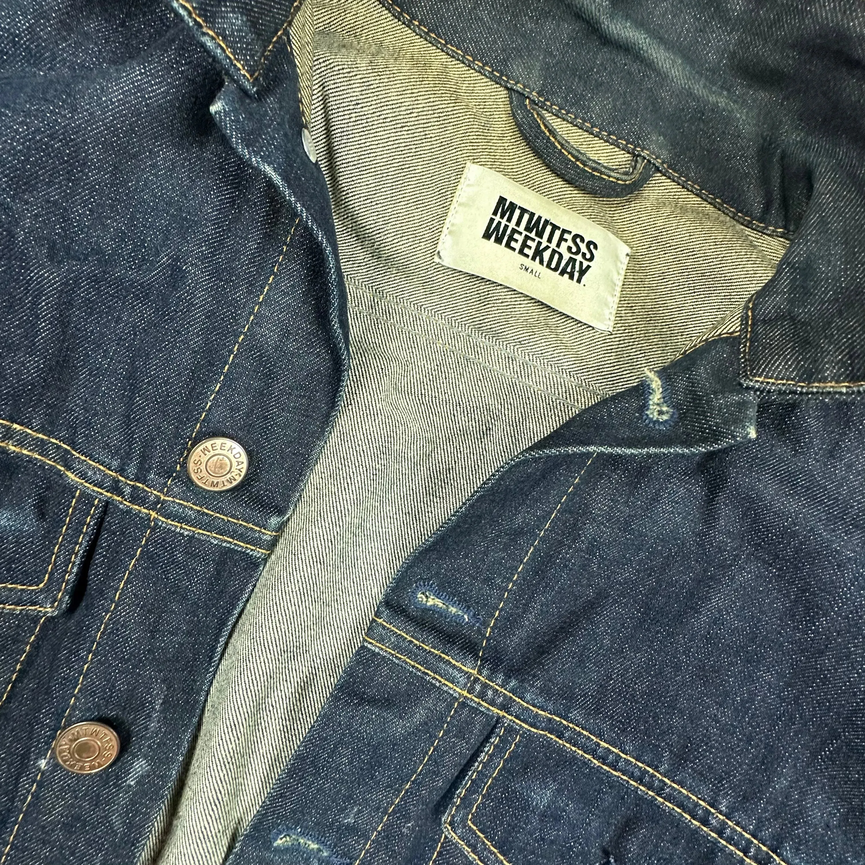 Weekday Dark Wash Classic Denim Jean Jacket - Size S