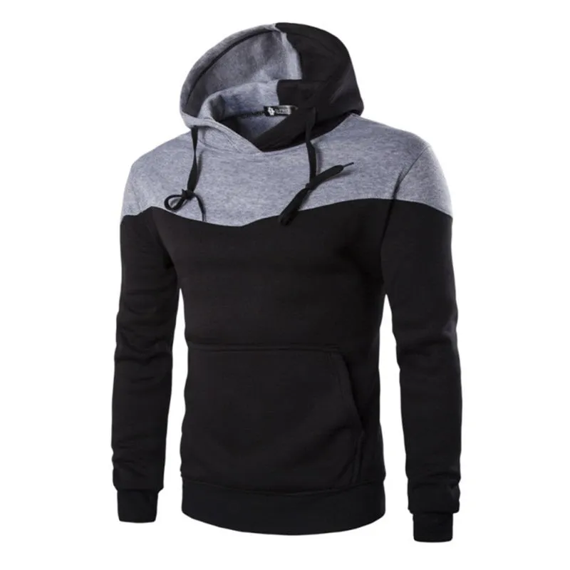 Winter Hoodies Men Sudaderas Hombre Hip Hop Mens Hoodie Decorative Pocket Patchwork Sweatshirt LM58