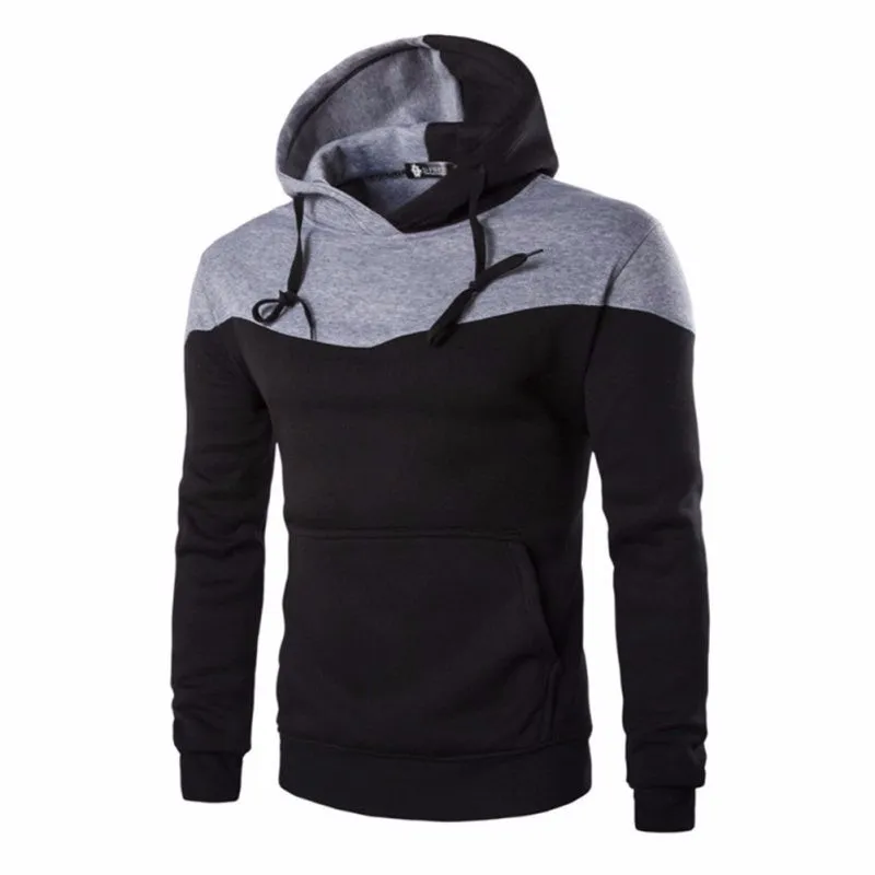 Winter Hoodies Men Sudaderas Hombre Hip Hop Mens Hoodie Decorative Pocket Patchwork Sweatshirt LM58