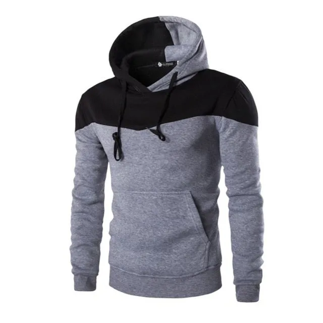 Winter Hoodies Men Sudaderas Hombre Hip Hop Mens Hoodie Decorative Pocket Patchwork Sweatshirt LM58