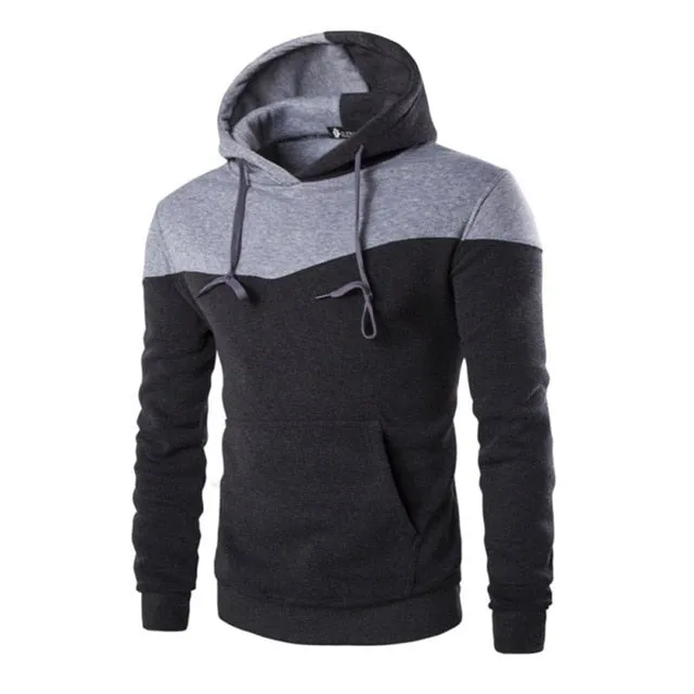 Winter Hoodies Men Sudaderas Hombre Hip Hop Mens Hoodie Decorative Pocket Patchwork Sweatshirt LM58